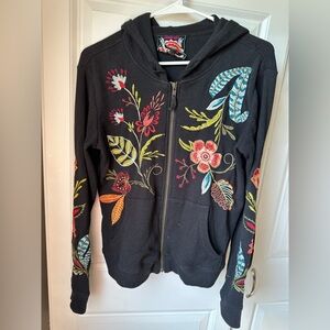 Johnny Was Black Floral Embroidered Jacket